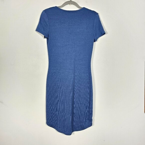 Golden by tna inland V Neck Reposa Knit Dress Bodycon Size S Blue - Picture 6 of 9